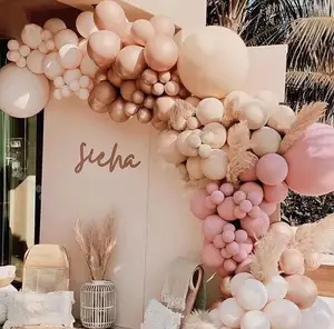 尘土飞扬的玫瑰粉色气球拱形花环套件双填充乳胶气球铬玫瑰金气球生日派对用品
