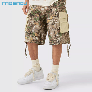Pantalones Cortos <span class=keywords><strong>Cargo</strong></span> de Trabajo para <span class=keywords><strong>Hombre</strong></span>, Estilo Camuflaje Bosque, Estampado Digital Real Tree, Paneles en Contraste, Tela de Sarga, Verano - Product Image 1