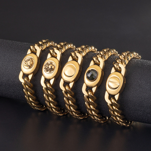 Braccialetti moda di <span class=keywords><strong>san</strong></span> <span class=keywords><strong>valentino</strong></span> 2025 bracciale in acciaio inossidabile placcato oro <span class=keywords><strong>per</strong></span> <span class=keywords><strong>uomo</strong></span> Hip-hop bracciale con zircone a catena cubana - Product Image 4
