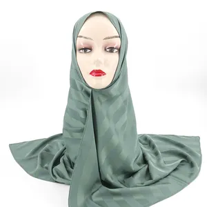 Fancy Silk Satin Jacquard Long Scarf Shawl Wholesale Ladies Plain Hijab Scarf For Muslim Women