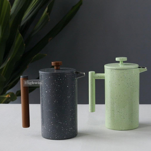<span class=keywords><strong>Cafetière</strong></span> à piston <span class=keywords><strong>française</strong></span> portable HIGHWIN multi-capacités à double paroi en marbre - Product Image 3