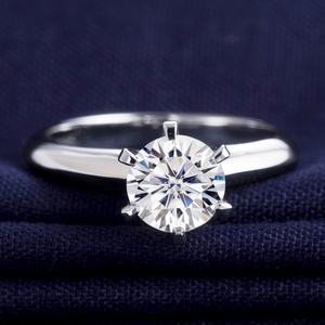 Anillo de Compromiso de Oro Rosa de 14k con Diamante Sintético Solitario de 1 Quilate, DEF VVS, Moissanita Súper Blanca - Product Image 5