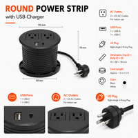 Stopkontak Listrik Tersembunyi 4-in-1 untuk Meja Kerja, Dilengkapi Port USB Type-C dan Colokan US, Pengisi Daya Ekstensi Meja