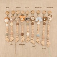 Mots personnalisés Woodeb pinces factices au crochet avec Animal lapin ours renne renard wapiti breloques personnalisé bébé nom attache-sucette