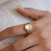 ERESI Waterdichte Op Maat Gemaakte Sieraden Hot Sale 18K PVD Goud Gegalvaniseerde Kleurrijke CZ Ring Exquise Luxe Ringen van RVS voor Vrouwen