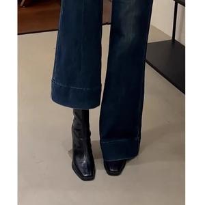 Botines de Vestir para Mujer, Estilo Coreano Retro, Elásticos, Ajustados, Punta Cuadrada, Tacón Grueso de 7.5CM, Cierre Trasero con Cremallera, Novedad 2026 - Product Image 3