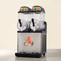 Machine à slush commerciale à deux réservoirs en acier inoxydable pour boissons glacées, idéale pour bars, desserts, traiteurs et commerces de détail