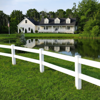 Clôture de ranch en PVC blanc à profil bas, 2 rails, légère, en vinyle, pour pâturage de chevaux, kit économique, résistant aux intempéries, respectueux de l'environnement