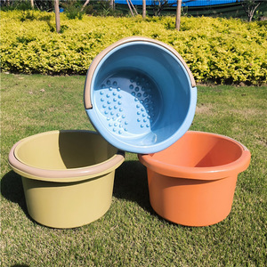 Bañera de plástico redonda grande y gruesa con puntos en relieve, bañera profunda portátil para uso doméstico - Product Image 1