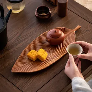 Walnut Wood Salad Dessert Plate, Natural Hand carved wooden Tea plate