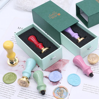 Tampon de sceau en laque pour manuel de bureau, poignée rétro, motif de cire de scellage, tête de chapeau, enveloppe, lettre d'invitation, tampon de manuel