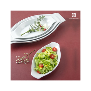 Plato de cena de forma larga personalizado de 8 pulgadas, precio de fábrica, plato de barco de cerámica para servir ensalada, frutas, cocina, restaurante, Hotel - Product Image 5