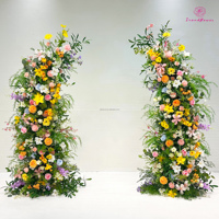 FS - Meilleures ventes : Arche de fleurs en soie 3D en forme de corne, fournitures de décoration de mariage personnalisées