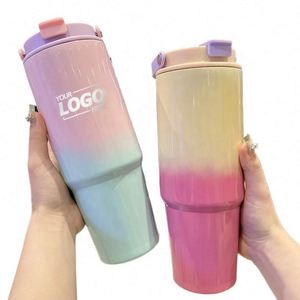 Vaso Térmico Personalizado de Acero Inoxidable de 30 oz con Asa, Tapa y Pajita para Agua y Café Helado, Oasis - Product Image 1