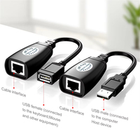 Kit Adaptador de Extensión USB a RJ45, 50M, USB 2.0 a través de Cable Ethernet Cat5e/6, Extensor para Teclado, Ratón y Cámara