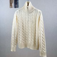 Pull à col montant semi-ouvert avec fermeture éclair pour femme, automne-hiver, en laine, broderie petit cheval, style décontracté et tendance