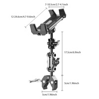 Support de téléphone et tablette réglable en hauteur en alliage d'aluminium et ABS noir pour bureau, tapis de course, guidon, avec pince de fixation et support de chargeur iPad
