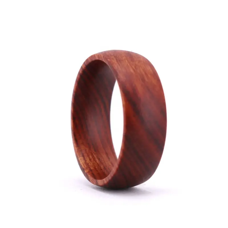 Wholesale Wood Wedding Band Design Trendy Small Minimum Order Iron Wood Ring 8mm
