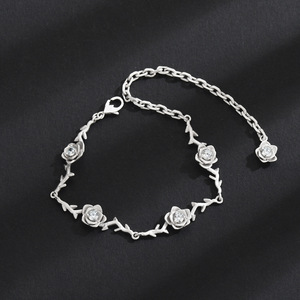 Chuangcan Thorn Rose <b>Bracelet</b> Silver Black Adjustable Unisex Jewelry for <b>Couple</b> Gift - Product Image 4