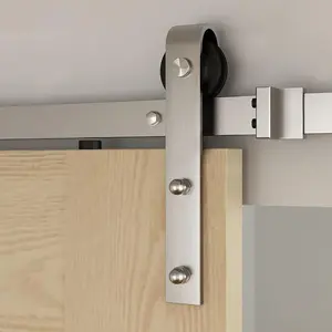 Barnyard Mỹ Mộc Mạc Màu Đen Barn Door Lock Phần Cứng Thép Không Gỉ Bỏ Qua Trượt Barn Door Kit Phần Cứng Cho Cửa Kính