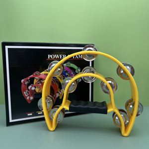 Pandereta instrumento musical doble fila de mano forma de media luna baile aula fiesta favor baile pandereta de plástico chico juguete - Product Image 6