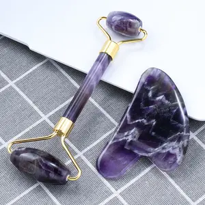 High Quality Jade Roller, Healing Face Skin Care Crystal Guasha Tool, Natural Amethyst Quartz Stone Engraving For Massage