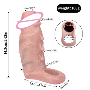 FAAK Factory Direct Skin Color Penis Sleeve Cock Enlargement Penis Cover Dick Attachment Hollow <b>Dildo</b> for Couples Sex Toys - Product Image 5