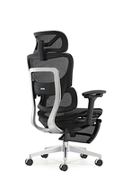 Chaise de bureau ergonomique en maille avec accoudoirs 4D réglables, support lombaire, base en alliage d'aluminium, siège pivotant et fonction d'inclinaison