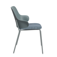 Chaise de salle à manger moderne en plastique durable avec coussin rembourré, pieds en métal, accoudoirs ergonomiques pour la maison, salle à manger/salon