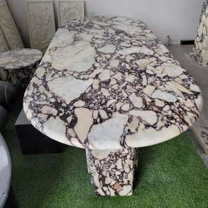 Tavolo da Pranzo di Lusso in Marmo Calacatta Viola Italiano, Design Unico in Pietra Naturale SH STONE - Product Image 4