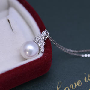 Collier pendentif en perle d'eau douce de 13-14 mm avec chaîne de clavicule ronde en argent S925 et fermoir en forme de graine de melon pour femmes - Product Image 3