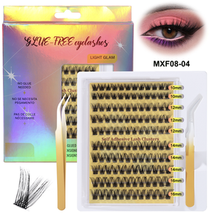 Handmade Natural No Glue Self <b>Adhesive</b> Cluster <b>Lashes</b> Pre-Cut Individual Pre-Bond Technology Press-On Reusable DIY Crisscross - Product Image 3