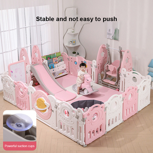 Clôture modulaire pour aire de jeux intérieure, piquets blancs et roses, panneaux <span class=keywords><strong>en</strong></span> plastique - Product Image 2