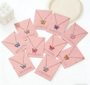 Collar Vintage de Moda para Mujer al por Mayor, Cadena Delgada con Colgante de Mariposa Colorida en Múltiples Formas Geométricas, Joyería - Product Image 2