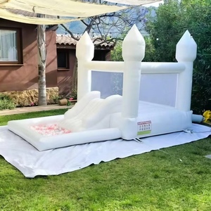 Château gonflable blanc avec fosse à balles et toboggan, mini château gonflable <span class=keywords><strong>pour</strong></span> enfants et adultes avec souffleur d'air - Product Image 4