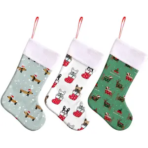 2023 Newest Corgi Dog Christmas Stockings Custom Printed Dog Xmas Tree Decoration Stocking