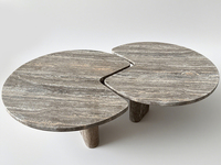 Table basse de style farmhouse durable et mobile avec plateau en marbre et structure en métal