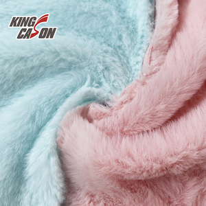 Vải lông giả thỏ Kingcason 100% polyester, mềm mại, siêu êm, xù xì, màu xanh hồng, dày dặn, ấm áp, dùng cho đồ ngủ, đồ mặc nhà - Product Image 1