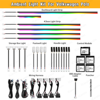 Kit d'accessoires d'éclairage LED intérieur dynamique 64 couleurs pour Volkswagen VW Polo MK6 2018-2024, contrôle par écran MMI