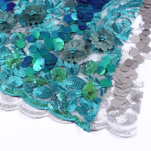 Apliques de encaje de malla cuentas <span class=keywords><strong>verde</strong></span> bordado grande de tela para el vestido - Product Image 1