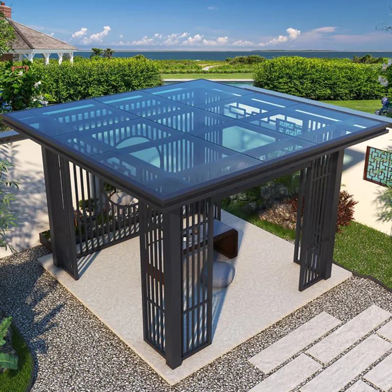 Usine Style Chinois Fer Gazebo Jardin Pavillon Patio Moderne Sunrooms Gazebos Extérieurs