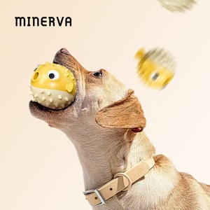 Minerva toptan gıcırtılı Blowfish Pet sızdıran gıda köpek oyuncak topu taşlama diş temizleme topu bulmaca interaktif eğitim köpek oyuncaklar - Product Image 6