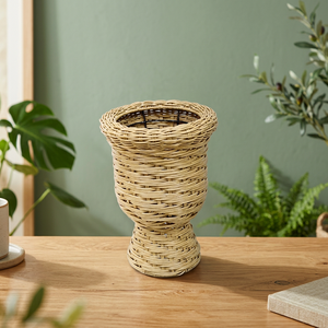 Ensemble de pots de fleurs en plastique très vendus, style rustique pour l'intérieur, jardinières pour la décoration de la maison avec un design en tressage circulaire - Product Image 6