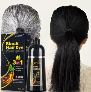 Etiqueta privada permanente para tintura de cabelo, produto de cobertura rápida para mudança de cabelo cinza, sem ammonia, tintura herbal, shampoo de cor preta