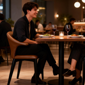 Sedia da Pranzo Moderna Ruili in Pelle e Tessuto, Stile Italiano, con Struttura in Bronzo, per Sala da Pranzo - Product Image 2