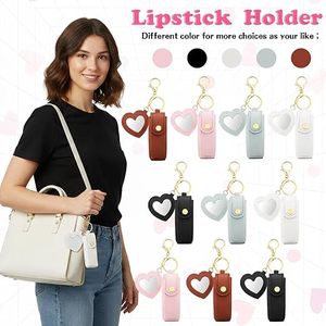 Llavero Porta Lápiz Labial con Logotipo Personalizado, Estuche Portátil de Cuero PU con Espejo, Estuche de Almacenamiento para Bálsamo Labial Suave, Bolsa para Lápiz Labial - Product Image 2