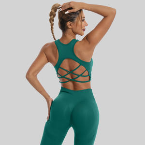 ملابس اليوجا واللياقة البدنية السريعة الجفاف عالية الدعم للنساء بدون خياطة صدرية صدرية صدرية صدرية جميلة الظهر مجموعة تمارين جيدة التهوية - Product Image 5