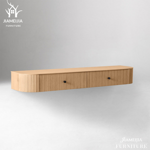 Consola de tocador moderna <span class=keywords><strong>flotante</strong></span> <span class=keywords><strong>con</strong></span> ranuras, de madera natural, <span class=keywords><strong>con</strong></span> 2 <span class=keywords><strong>cajones</strong></span>, para dormitorio o entrada. - Product Image 2