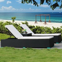 Chaise longue de jardin en rotin synthétique PE moderne toutes saisons pour patio, piscine, cour et hôtel