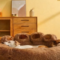 Coussins pour animaux de compagnie, design créatif en forme de patte d'ours, fausse fourrure douce, nid apaisant pour chien et chat